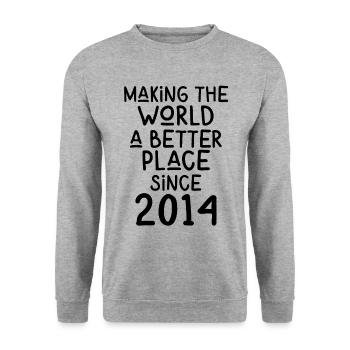Making the World a better place since 2014 - Unisex Sweatshirt - salt & pepper - Front - Alina (178cm) & Michal (187cm)