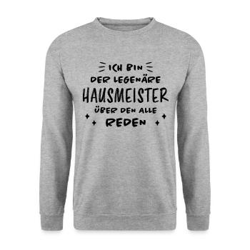 Hausmeister Lustiger Spruch Hausverwalter Geschenk - Unisex Pullover - Weißgrau meliert - Vorne - Alina (178cm) & Michal (187cm)