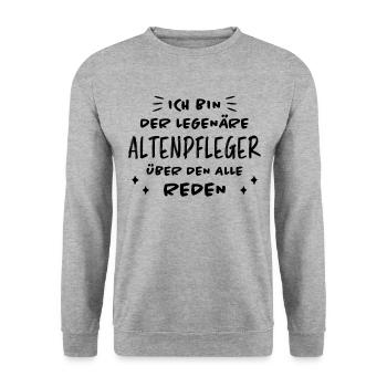 Altenpfleger Lustiger Spruch Altenpfleger Geschenk - Unisex Pullover - Weißgrau meliert - Vorne - Alina (178cm) & Michal (187cm)