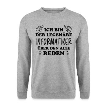 Informatiker Lustig Spruch Programmierer Geschenk - Unisex Pullover - Weißgrau meliert - Vorne - Alina (178cm) & Michal (187cm)