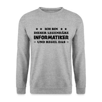 Informatiker Lustig Spruch Programmierer Geschenk - Unisex Pullover - Weißgrau meliert - Vorne - Alina (178cm) & Michal (187cm)