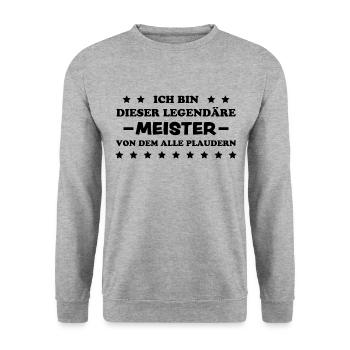 Meister Prüfung Lustiger Spruch Meister Geschenk - Unisex Pullover - Weißgrau meliert - Vorne - Alina (178cm) & Michal (187cm)