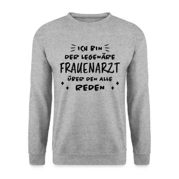 Frauenarzt Spruch Gynäkologe Frauenarzt Geschenk - Unisex Pullover - Weißgrau meliert - Vorne - Alina (178cm) & Michal (187cm)