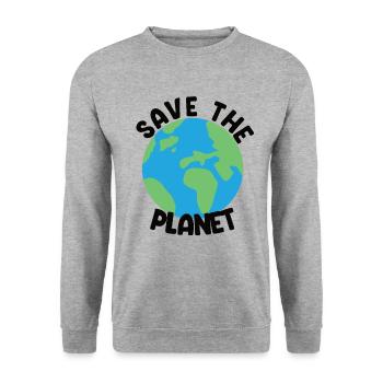 Sauvez la planète - Sweat-shirt Unisexe - gris chiné - Devant - Alina (178cm) & Michal (187cm)