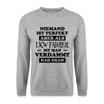 LKW Fahrer Fun Lustiges Spruch LKW Fahrer Geschenk - Unisex Pullover - Weißgrau meliert - Vorne - Alina (178cm) & Michal (187cm)