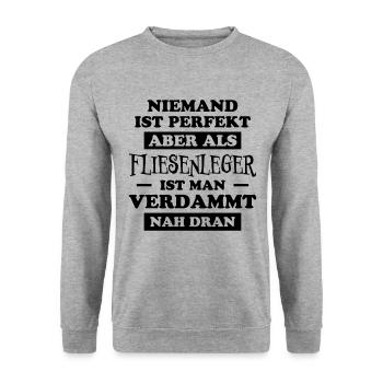 Fliesenleger Lustig Spruch Job Bodenleger Geschenk - Unisex Pullover - Weißgrau meliert - Vorne - Alina (178cm) & Michal (187cm)