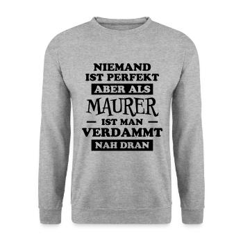 Maurer Lustiger Spruch Baustelle Maurer Geschenk - Unisex Pullover - Weißgrau meliert - Vorne - Alina (178cm) & Michal (187cm)