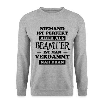 Beamter Lustiger Spruch Verbeamtung Büro Geschenk - Unisex Pullover - Weißgrau meliert - Vorne - Alina (178cm) & Michal (187cm)