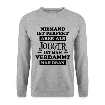 Jogger Laufen Lustiger Spruch Joggen Geschenk - Unisex Pullover - Weißgrau meliert - Vorne - Alina (178cm) & Michal (187cm)