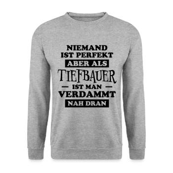 Tiefbauer Beruf Lustiger Spruch Tiefbauer Geschenk - Unisex Pullover - Weißgrau meliert - Vorne - Alina (178cm) & Michal (187cm)