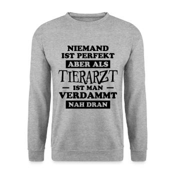 Tierarzt Lustige Spruch Beruf Tierarzt Geschenk - Unisex Pullover - Weißgrau meliert - Vorne - Alina (178cm) & Michal (187cm)