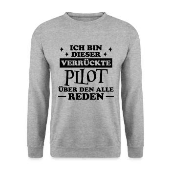 Pilot Spruch Flug Flugsport Witz Piloten Geschenk - Unisex Pullover - Weißgrau meliert - Vorne - Alina (178cm) & Michal (187cm)