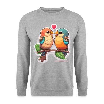 Liebe in Harmonie - Unisex Pullover - Weißgrau meliert - Vorne - Alina (178cm) & Michal (187cm)