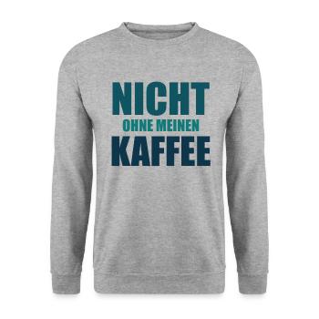 Nicht Ohne Meinen Kaffee Lustiger Spruch - Unisex Pullover - Weißgrau meliert - Vorne - Alina (178cm) & Michal (187cm)