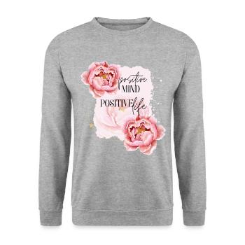 positif Affirmation positive de la vie - Sweat-shirt Unisexe - gris chiné - Devant - Alina (178cm) & Michal (187cm)