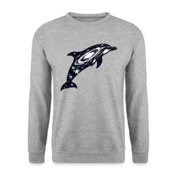 Dolphin Space Galaxy Universe - Unisex Sweatshirt - salt & pepper - Front - Alina (178cm) & Michal (187cm)