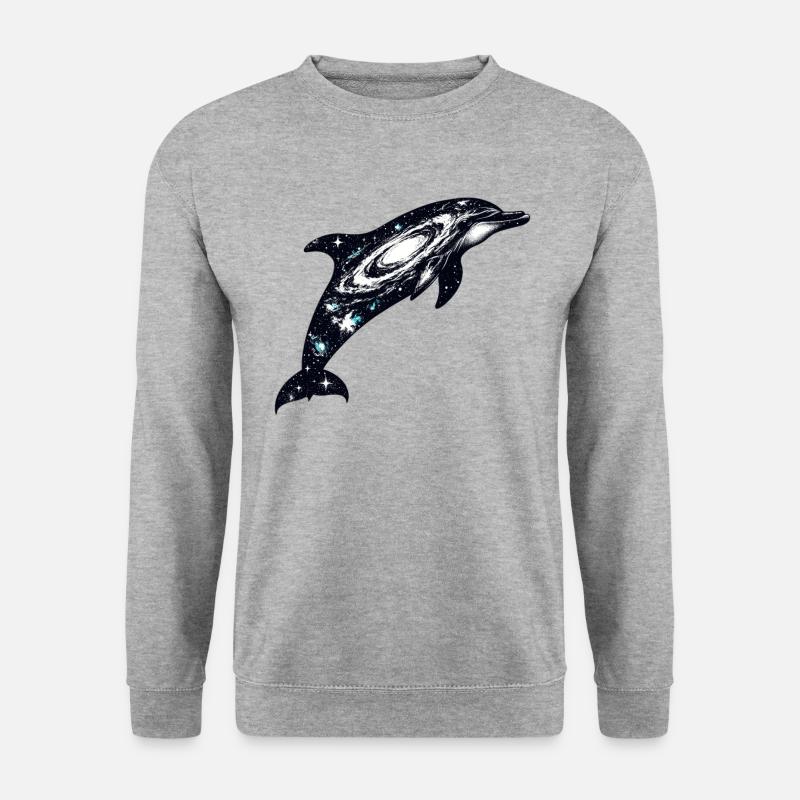 Dolphin Space Galaxy Universum - Unisex Pullover - Weißgrau meliert