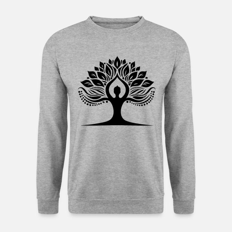 Yoga-Posen-Baum - Unisex Pullover - Weißgrau meliert