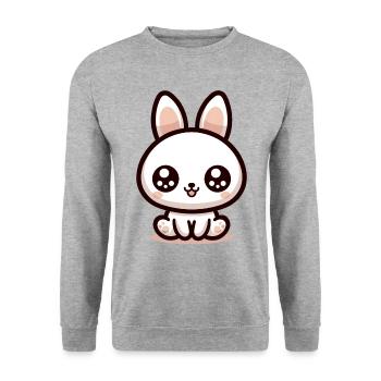Rabbit Bubble Tea Kawaii - Unisex Sweatshirt - salt & pepper - Front - Alina (178cm) & Michal (187cm)