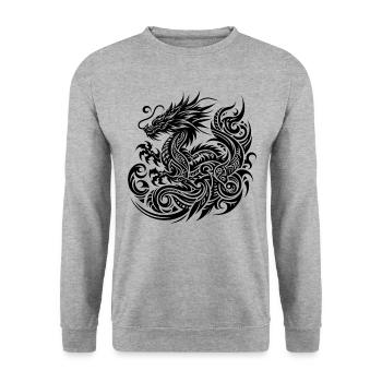 Dragon Tribal Tattoo Kunstvolles Design - Unisex Pullover - Weißgrau meliert - Vorne - Alina (178cm) & Michal (187cm)
