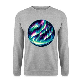 Passionné d’aurores boréales Amoureux des aurores boréales - Sweat-shirt Unisexe - gris chiné - Devant - Alina (178cm) & Michal (187cm)