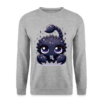 Signe astrologique d’anniversaire artistique unique du zodiaque scorpion - Sweat-shirt Unisexe - gris chiné - Devant - Alina (178cm) & Michal (187cm)