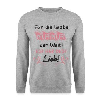 Beste Mama der Welt - Unisex Pullover - Weißgrau meliert - Vorne - Alina (178cm) & Michal (187cm)