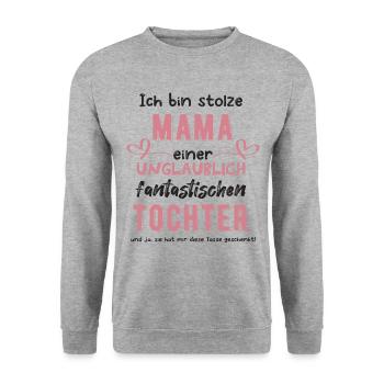 Stolze Mama - Unisex Pullover - Weißgrau meliert - Vorne - Alina (178cm) & Michal (187cm)
