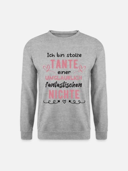Stolze Tante von Nichte - Unisex Pullover - Weißgrau meliert