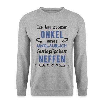Stolzer Onkel Neffe - Unisex Pullover - Weißgrau meliert - Vorne - Alina (178cm) & Michal (187cm)