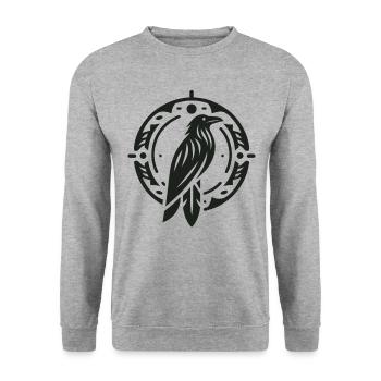 Rabe Indianer Tierkreiszeichen - Unisex Pullover - Weißgrau meliert - Vorne - Alina (178cm) & Michal (187cm)