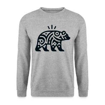 Ours du zodiaque amérindien - Sweat-shirt Unisexe - gris chiné - Devant - Alina (178cm) & Michal (187cm)