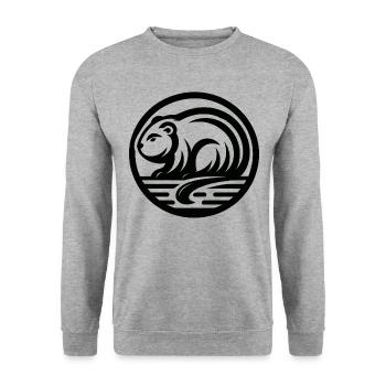 Biber Ureinwohner Amerikanisches Tierkreiszeichen - Unisex Pullover - Weißgrau meliert - Vorne - Alina (178cm) & Michal (187cm)