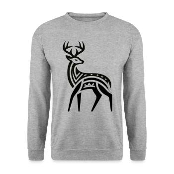 Cerf Amérindien Zodiaque - Sweat-shirt Unisexe - gris chiné - Devant - Alina (178cm) & Michal (187cm)