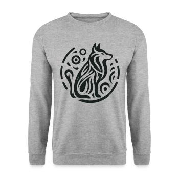 Wolve Indianer-Tierkreiszeichen - Unisex Pullover - Weißgrau meliert - Vorne - Alina (178cm) & Michal (187cm)