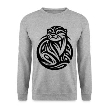 Otter Ureinwohner Amerikanisches Tierkreiszeichen - Unisex Pullover - Weißgrau meliert - Vorne - Alina (178cm) & Michal (187cm)