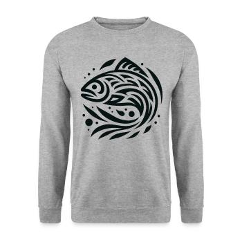 Saumon Amérindien Zodiaque - Sweat-shirt Unisexe - gris chiné - Devant - Alina (178cm) & Michal (187cm)