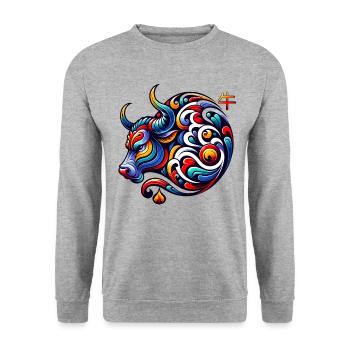 Signe astrologique du zodiaque chinois Buffle Élégant - Sweat-shirt Unisexe - gris chiné - Devant - Alina (178cm) & Michal (187cm)