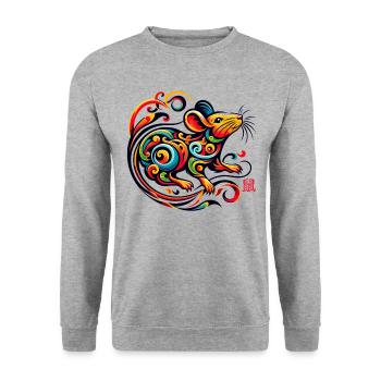 Œuvre d’art élégante de rat du zodiaque chinois pour la maison moderne - Sweat-shirt Unisexe - gris chiné - Devant - Alina (178cm) & Michal (187cm)