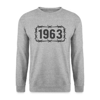 Anniversaire Vintage 1963 fil de fer barbelé - Sweat-shirt Unisexe - gris chiné - Devant - Alina (178cm) & Michal (187cm)