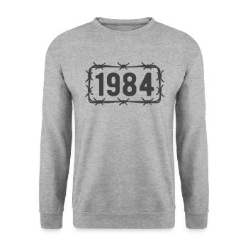 Geburtstag Vintage 1984 Stacheldraht - Unisex Pullover - Weißgrau meliert - Vorne - Alina (178cm) & Michal (187cm)