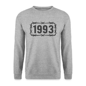 Anniversaire Vintage 1993 fil de fer barbelé - Sweat-shirt Unisexe - gris chiné - Devant - Alina (178cm) & Michal (187cm)