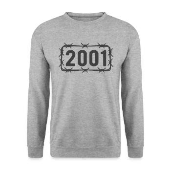 Anniversaire Vintage 2001 fil de fer barbelé - Sweat-shirt Unisexe - gris chiné - Devant - Alina (178cm) & Michal (187cm)