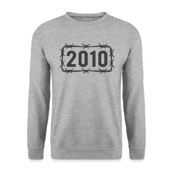 Anniversaire Vintage 2010 fil de fer barbelé - Sweat-shirt Unisexe - gris chiné - Devant - Alina (178cm) & Michal (187cm)
