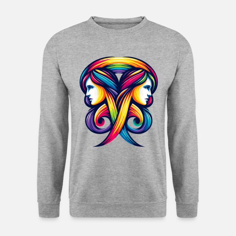 Gemini Zodiac Rainbow Harmony Design - Unisex Sweatshirt - salt & pepper