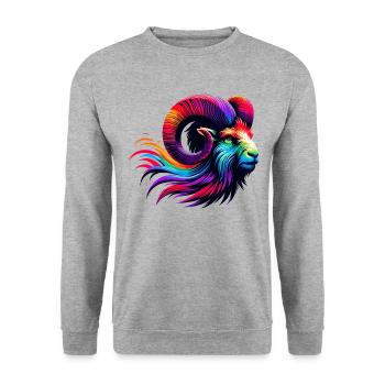 Aries Zodiac Sign Vibrant Rainbow Design - Unisex Sweatshirt - salt & pepper - Front - Alina (178cm) & Michal (187cm)
