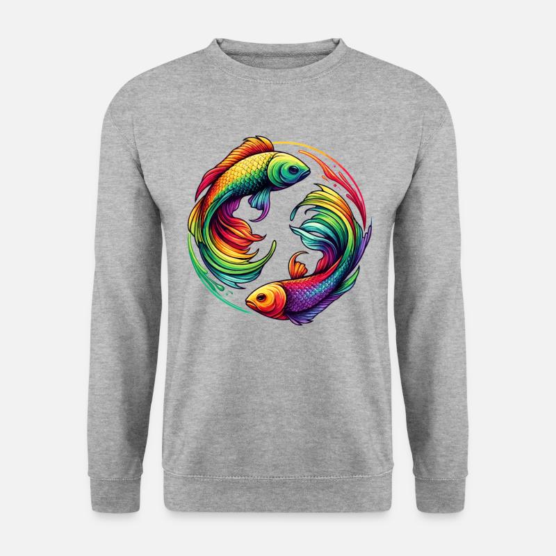 Pisces Zodiac Enigmatic Rainbow Design - Unisex Sweatshirt - salt & pepper