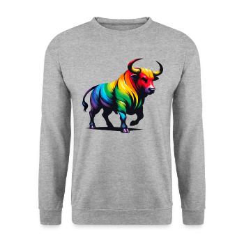Taurus Zodiac Star Sign Vivid Rainbow Design - Unisex Sweatshirt - salt & pepper - Front - Alina (178cm) & Michal (187cm)