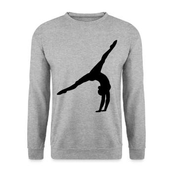 Radschlag Handstand Ballerina Design Geschenk - Unisex Pullover - Weißgrau meliert - Vorne - Alina (178cm) & Michal (187cm)