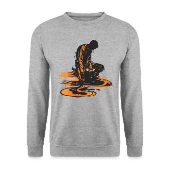 Heißes Wetter Mensch Schmilzt - Unisex Pullover - Weißgrau meliert - Vorne - Alina (178cm) & Michal (187cm)